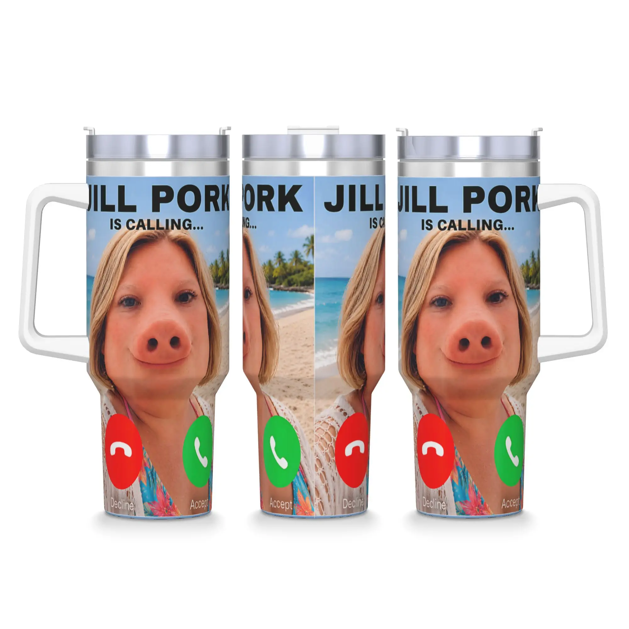 Stainless Steel Tumbler Jill Pork John Pork Funny Calling Phone Shirt Brainrot Mugs Cup Travel Cold Drink Water Bottle