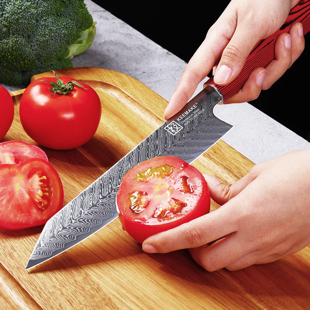 Damascus 8 Inch Japanese Kiritsuke Knife AUS-10 Damascus Steel Cutting Knife Utility Chef's Vegetable Meat Slicing Kitchen Knife