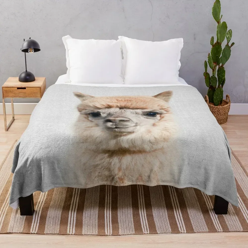 Alpaca - Colorful Throw Blanket Luxury Throw blankets and throws Plush Fluffy Shaggy Blankets