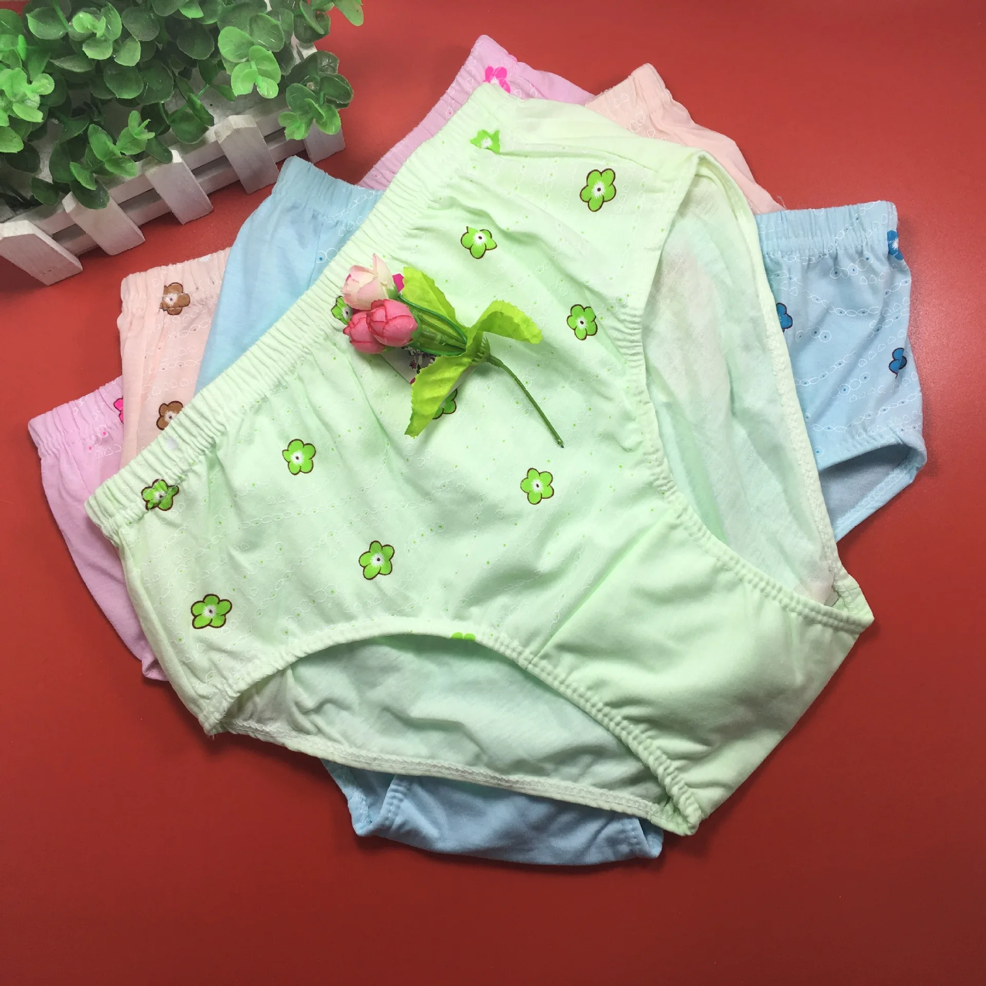 4Pcs/Set Women\'s Panties Plus Size 7XL High Waist Underpants Breathable Print Cotton Underwears Female Briefs