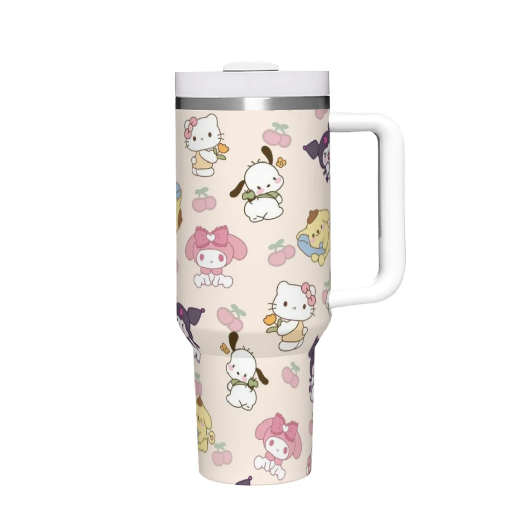 

Автомобильные дорожные кружки Sanrio Персонажи Hello Kitty Kuromi My Melody Нержавеющая сталь 304 Стакан для воды 40 унций/1200 мл