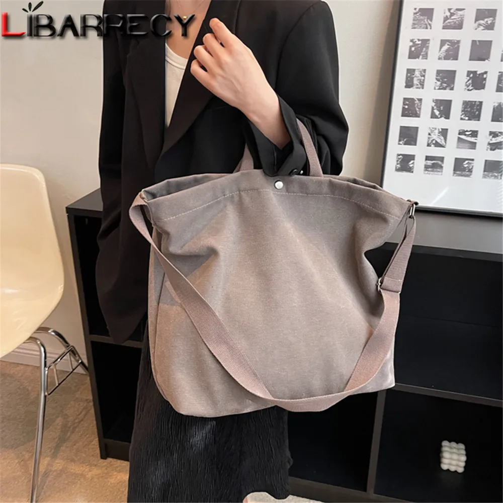 

Casual Big Tote Bags Ladies Large Capacity Canvas Female Messenger Bags Korean Student Simple Portable Crossbody Bag for Women