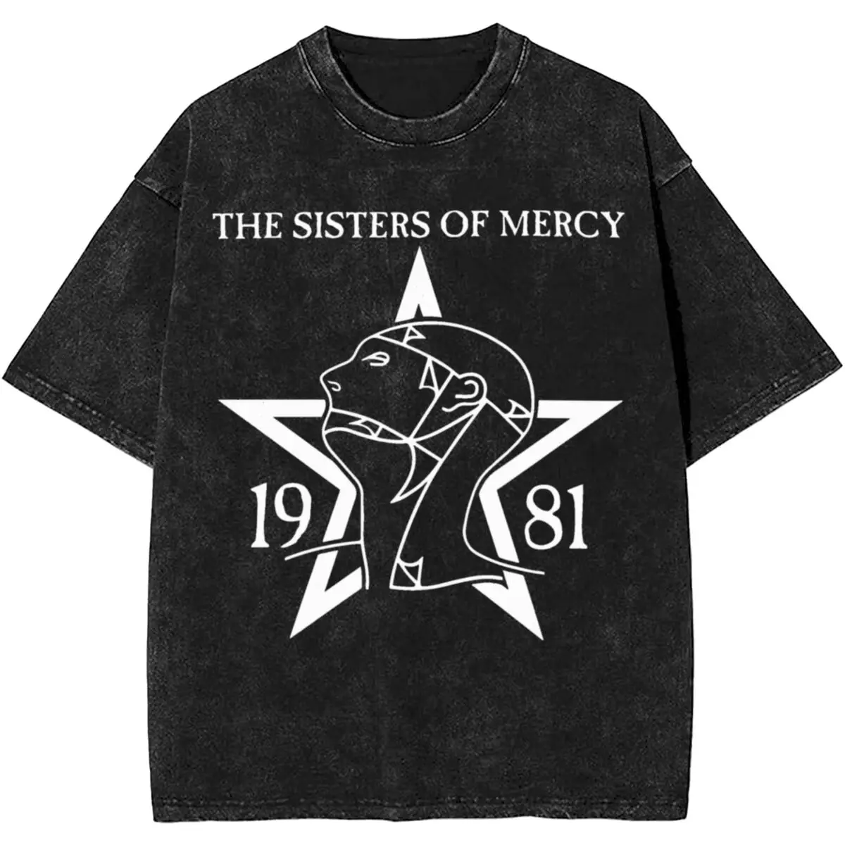 1981 The Sisters Of Mercy Rock Band Merch Washed T Shirt Men Women Streetwear Hip Hop T-Shirt Summer Tee Shirt Cotton