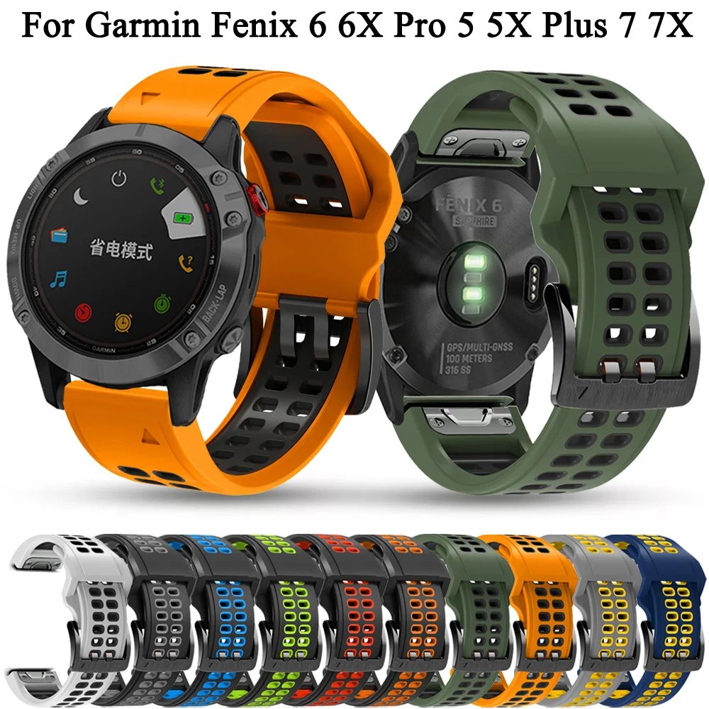 22 26mm Wristbands Watch Strap For Garmin Fenix 6 6X Pro 5 5X Plus 7X 7 945 3HR Silicone Band Accessories Quick Release Bracelet