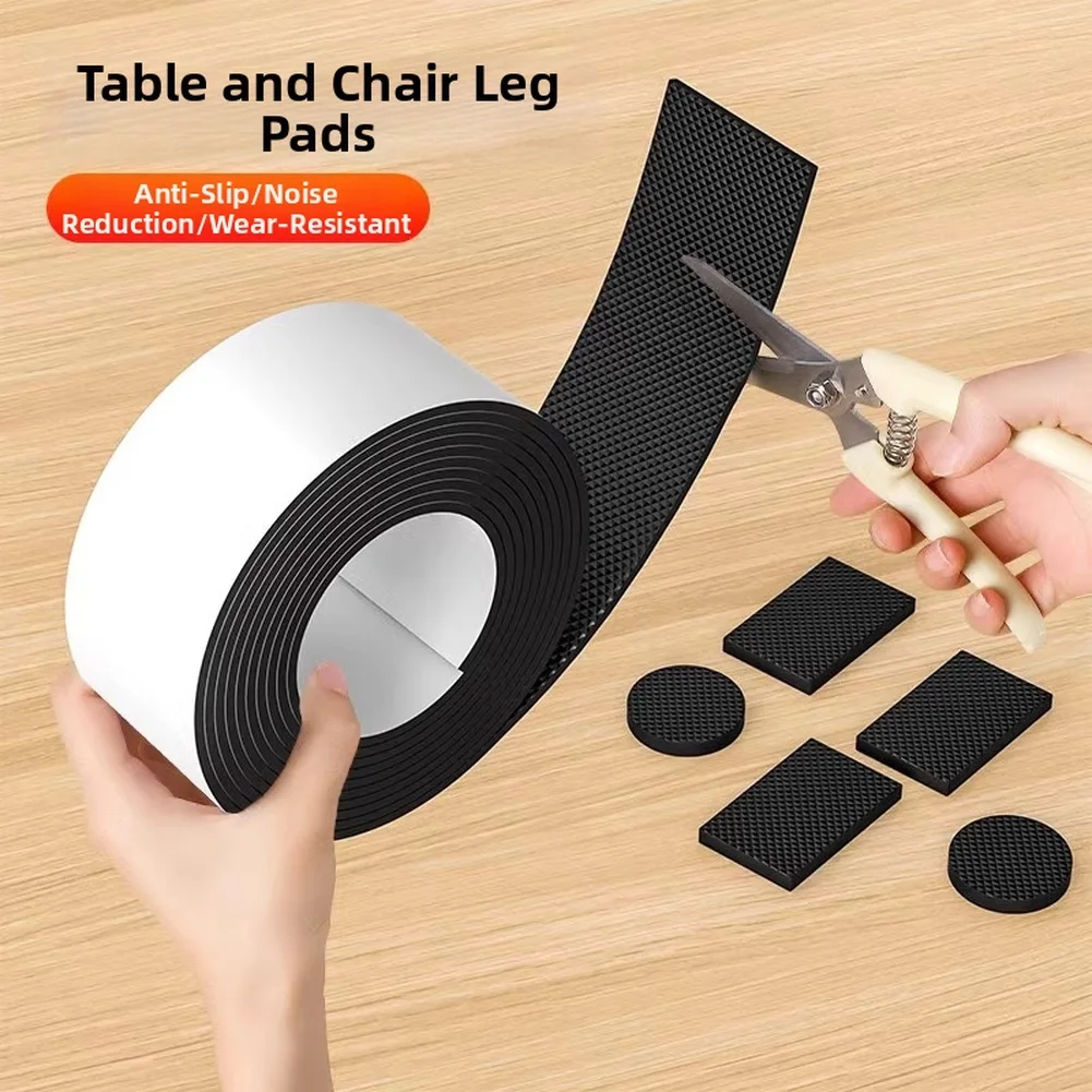 Black EVA Anti Slip Furniture Mat 6mm Thick Self Roll For Chair Table Leg Floor Protection Noise Reduction Home Decor