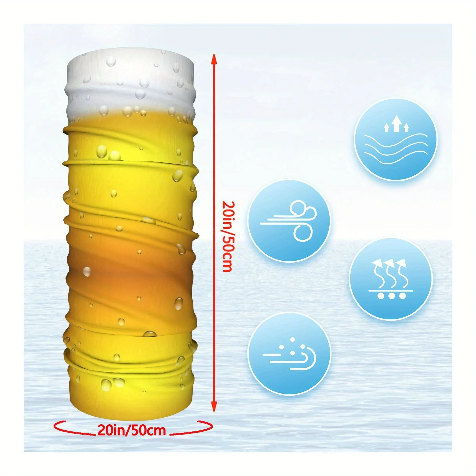 Customization Neck Scarf Mask Featuring Realistic Beer Bubbles Design
