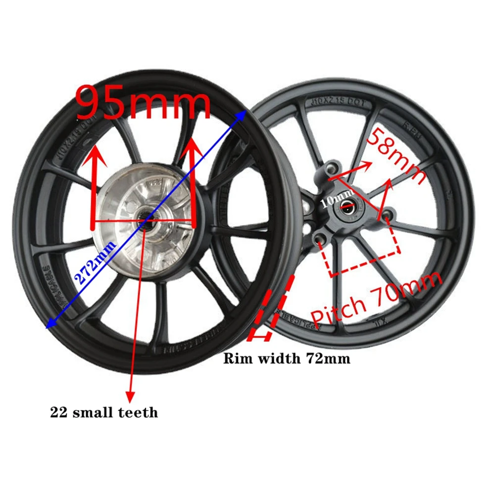 For Honda DIO50 AF18/27/28 Z4 ZX AF34/35/56 Modify 10-inch Aluminum Wheel Rim Front Disc Brake Wheel Rear Drum Brake Wheel Rim