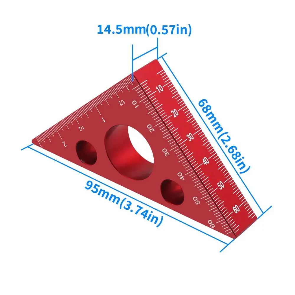 Aluminum Right Angle Ruler Metric Scales Precision Triangle Ruler Measuring Tool Imperial Scales Thickened Height Ruler