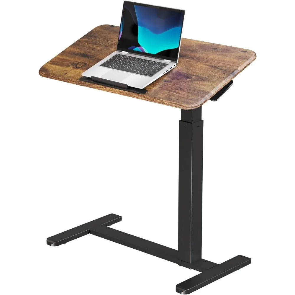 Mobile Standing Desk, Height Adjustable Rolling Laptop Desk, 90° Tiltable Overbed Bedside Table, Portable Desk, Rustic Brown