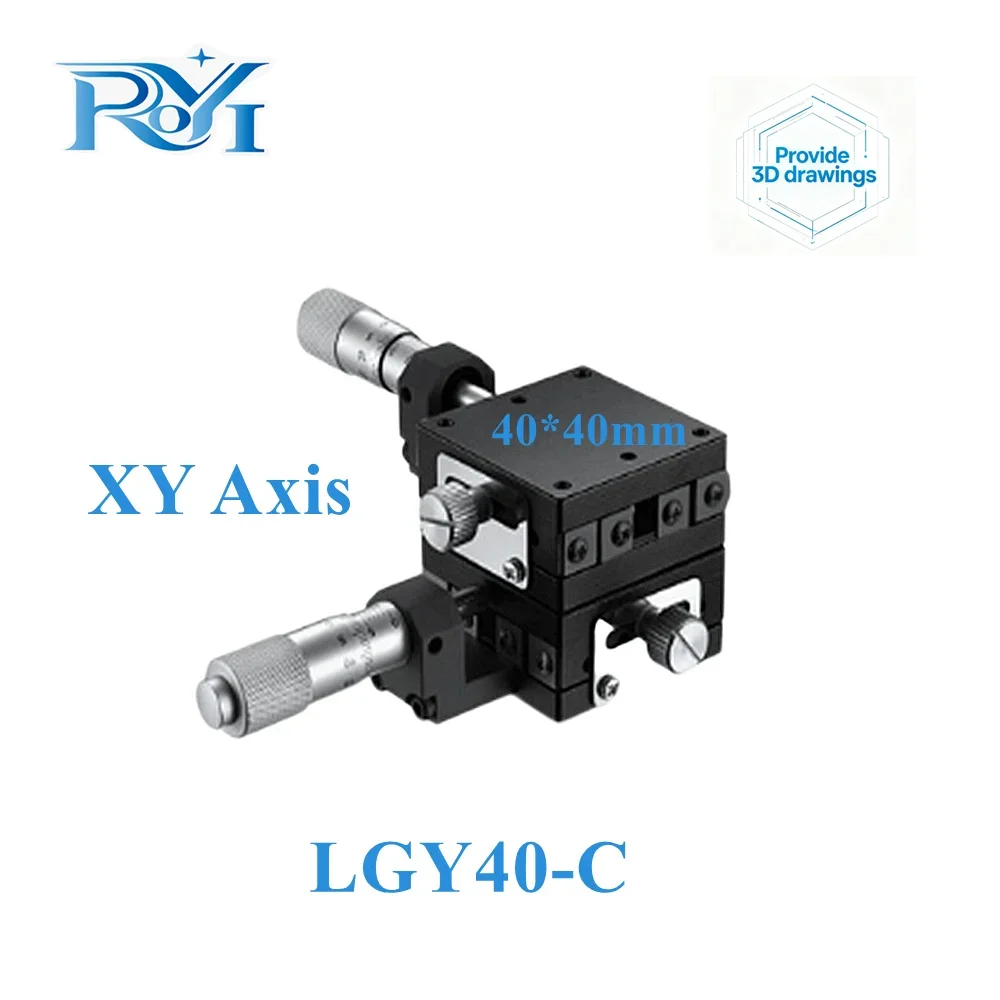 XY Axis 40*40mm LGY40-C LGY40-R LGY40-L Knob Micrometer Sliding Stage Guide Rail Type Platform Manual Displacement Sliding Table