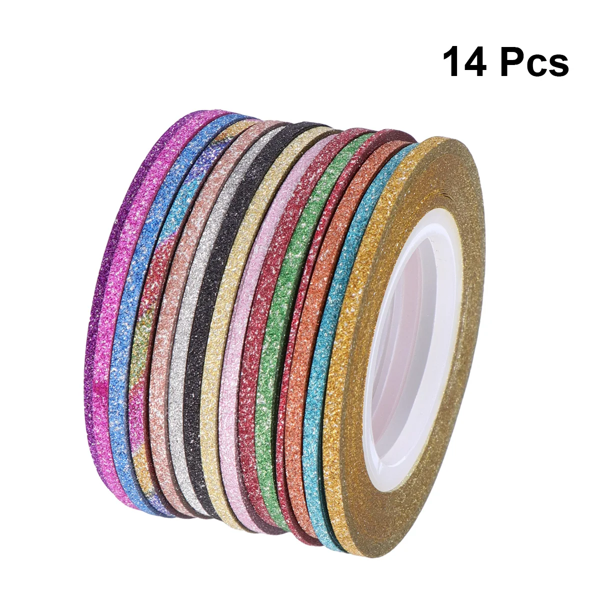 14 لفة مسمار الفن الديكور لامعة خط الشريط مسمار ملصق الشارات مجموعة مانيكير DIY أداة للنساء ألوان متعددة #1