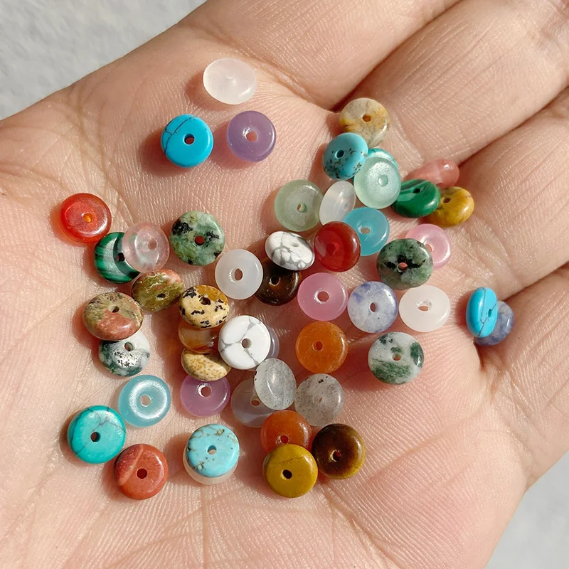 Perles d'espacement en pierre naturelle, 2x6MM, Agates, œil de tigre, Jades Heishi, Clips plats, perle ample pour bijoux, Bracelet, bricolage