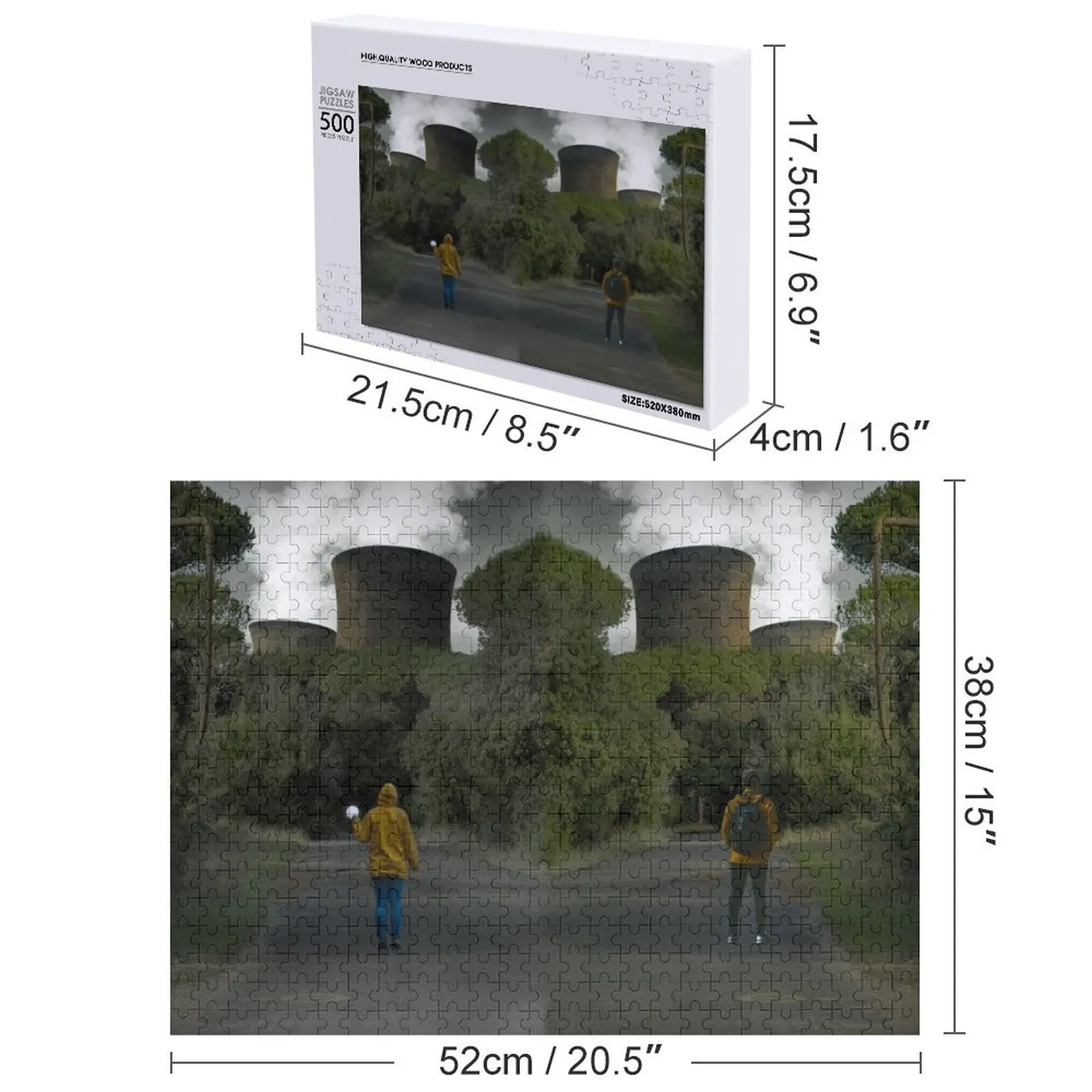 ตัวต่อจิ๊กซอว์สองด้านลายโรงไฟฟ้าพลังนิวเคลียร์ แรงบันดาลใจจากดาร์ก รูปภาพแบบกำหนดเอง ของขวัญสำหรับเด็ก ปรับแต่งได้ตามต้องการ