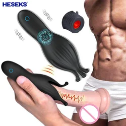 HESEKS Male Masturbator Cup Automatic Tongue Licking Penis Massage Vibrator Blowjob Climax Delay Trainer Glans Vibrator For Men