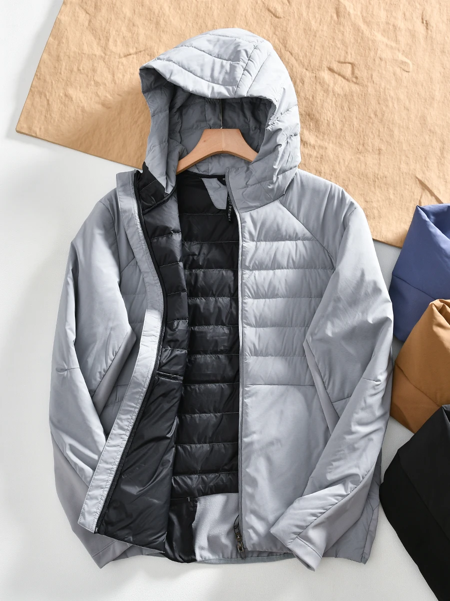 

Lightweight down Jacket Hooded Men's Women's Pure Color Autumn Winter Warm Duck Feather Vest Modern Style Zipper Closure