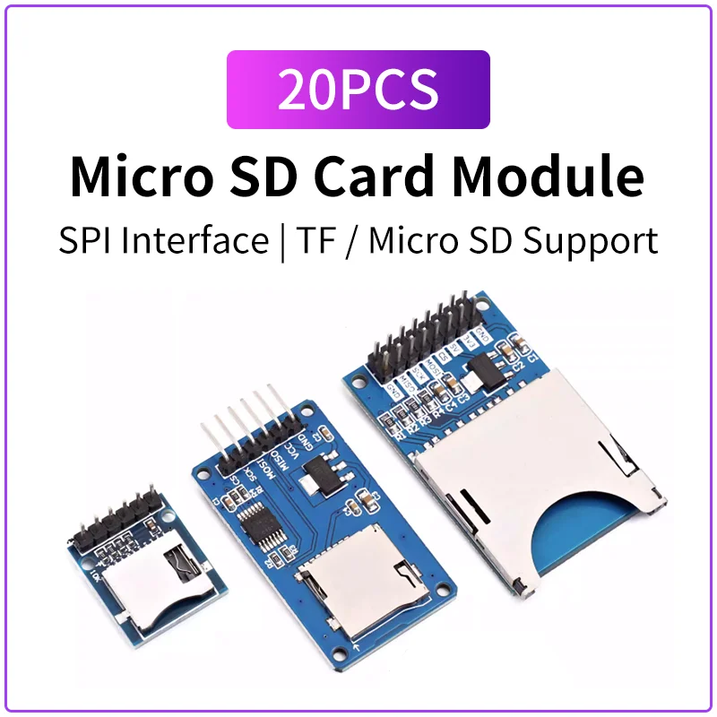 modulo-de-cartao-micro-sd-com-interface-spi-leitor-de-cartao-tf-mini-modulo-de-memoria-para-arduino-mcu-com-20-pecas