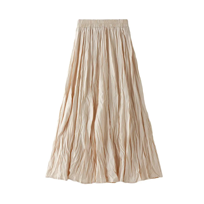 

SKinny elastic high waisted pleated skirt Summer Women Skirts elegant fashion streetwear A-line Maxi Lining Skirt Woman Clothing