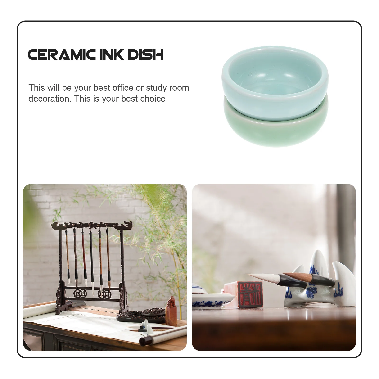 

2Pcs Ceramic Ink Brush Washer for Calligraphy and Sumi Art Home Office Study Use Ink Water Dish Color Mixing Tray Writing Brush
