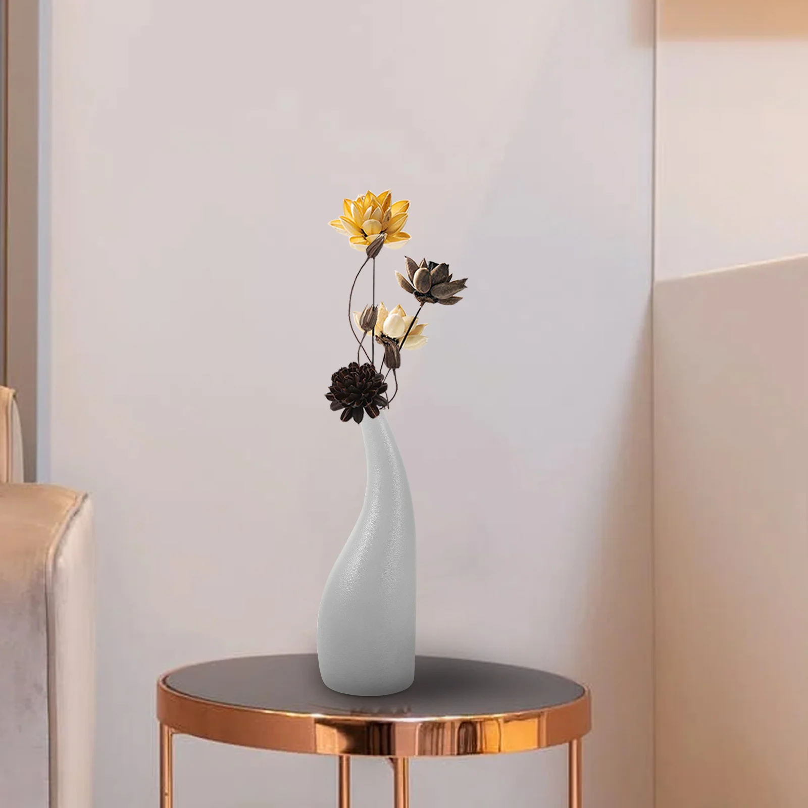 

1Pcs White Water Drop Ceramic Vase DIY Flower Arrangement Dry Flower Decorative Home Adornment Simple Style Creative Design Fine