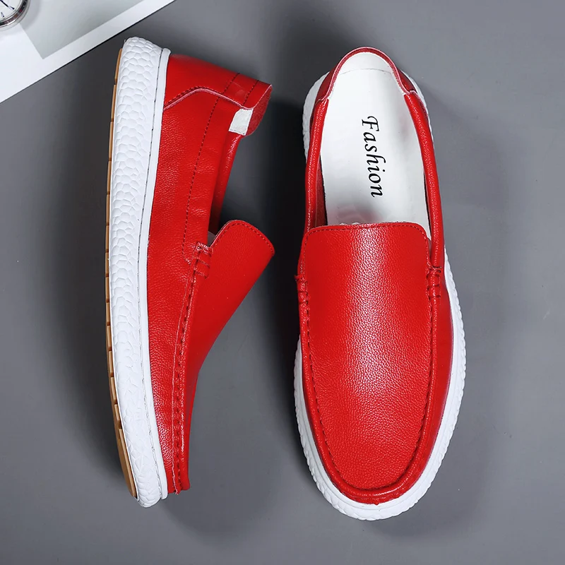 

Black White Red Moccasin Shoes for Men Fashionable Male Formal Business Shoes Luxury Brand Dress Loafers Men Party Shoes