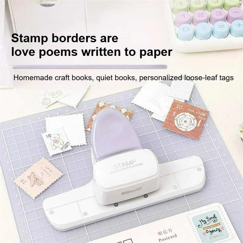 KW-TRIO Stamp Pattern Edge Crimping Hole Puncher White Series Paper Stamp Flower Chip Collection Box 3D Plastic Base Pad