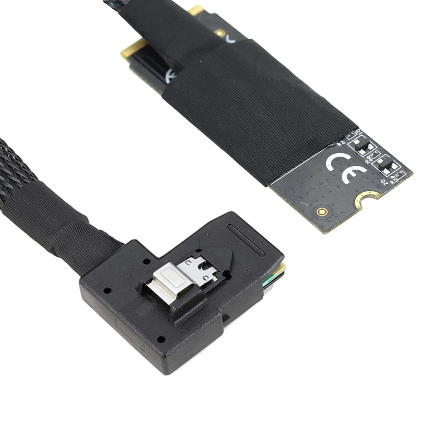 M.2(M-Key NVMe 2260) to SAS SFF-8087 Left Bend Plug and Play Server High Speed Cable