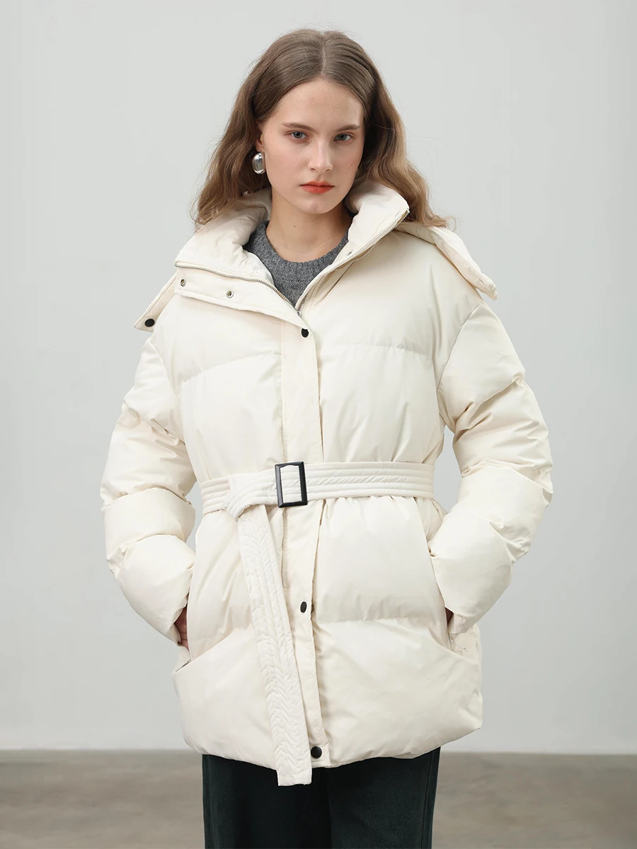 Bornladies-Chaqueta de algodón ajustada con cordón para mujer, bata de algodón con capucha y cremallera, cómoda y cálida chaqueta de pan, invierno