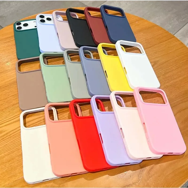 Funda de silicona con tacto suave y color caramelo de moda para iPhone 17 Pro Max Air 16 15 14 Plus Pro Max, protector completo a prueba de golpes 2