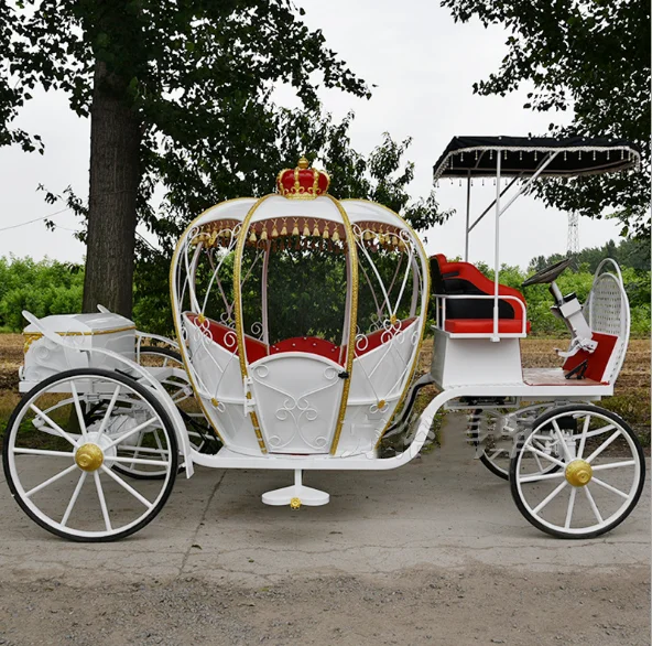 OEM Electric Pumpkin Horse Carriage Princess Cart Park Tourism  Amusement Horse Drawn Pedal Carriage Trailer for Sale