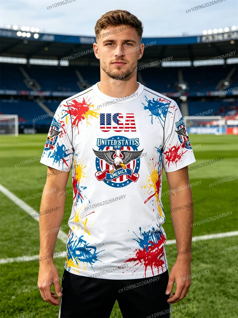 Hot 250th anniversary Cheer up! Summer Fan Jersey USA Flag Men Football Jersey Top Print Woman Short Sleeve Sports T-Shirt Men's