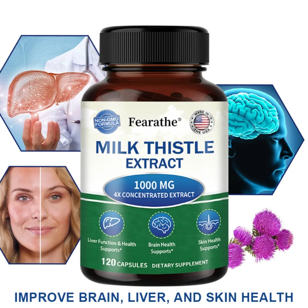 Milk Thistle Extract 1000mg - Antioxidant Supplements for Healthy Skin, Liver, Gallbladder, Detox, Digestion