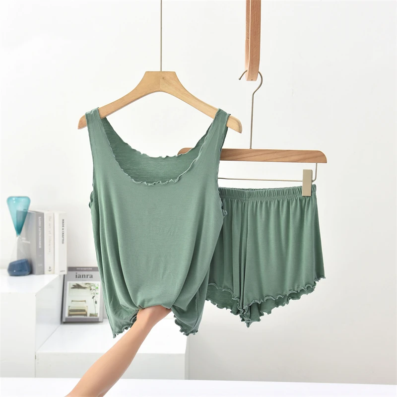 6 ألوان الصيف بيجامة مجموعات النساء الأساسية مشروط ملابس نوم غير رسمية الإناث شيك كل مباراة الصلبة صالة وتتسابق العطاء الأنيق