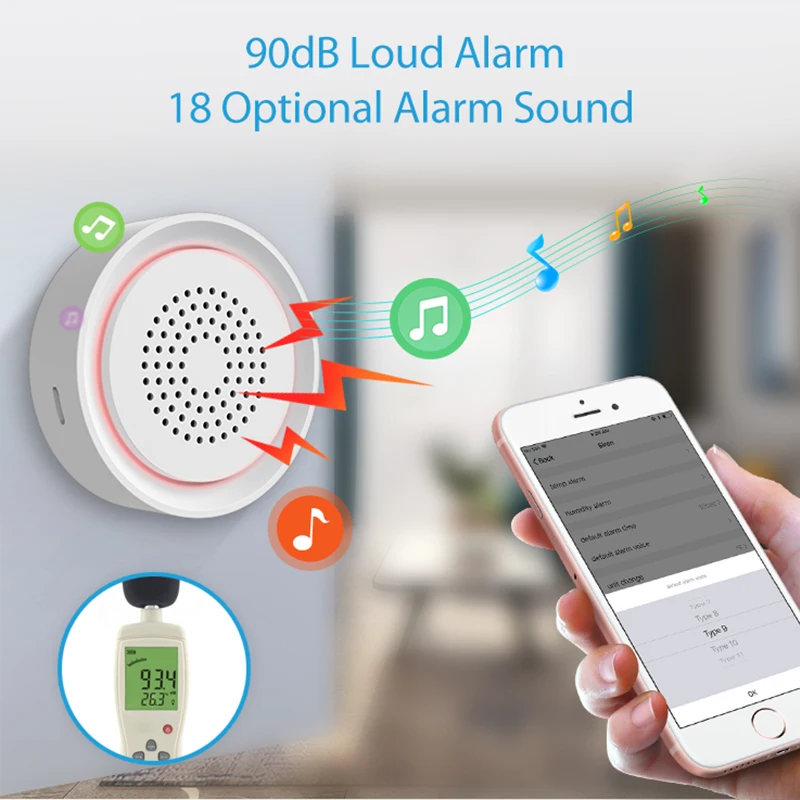 100db Sound Wireless Siren Alarm Sensor Sound Light Alert Sound And Lighting Alert Sirene Tuya Smart Mobile App Remote Wifi