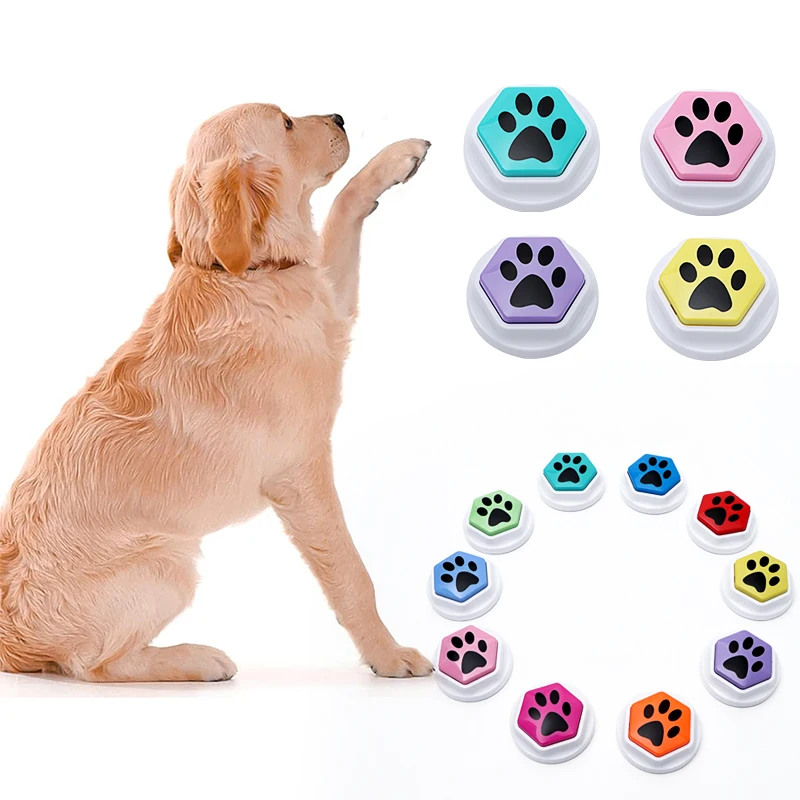 Pet Training Recordable Talking Sound Button Hexagonal Paw Pattern Speak Answering Interactive Voice Dog Toy For Communication