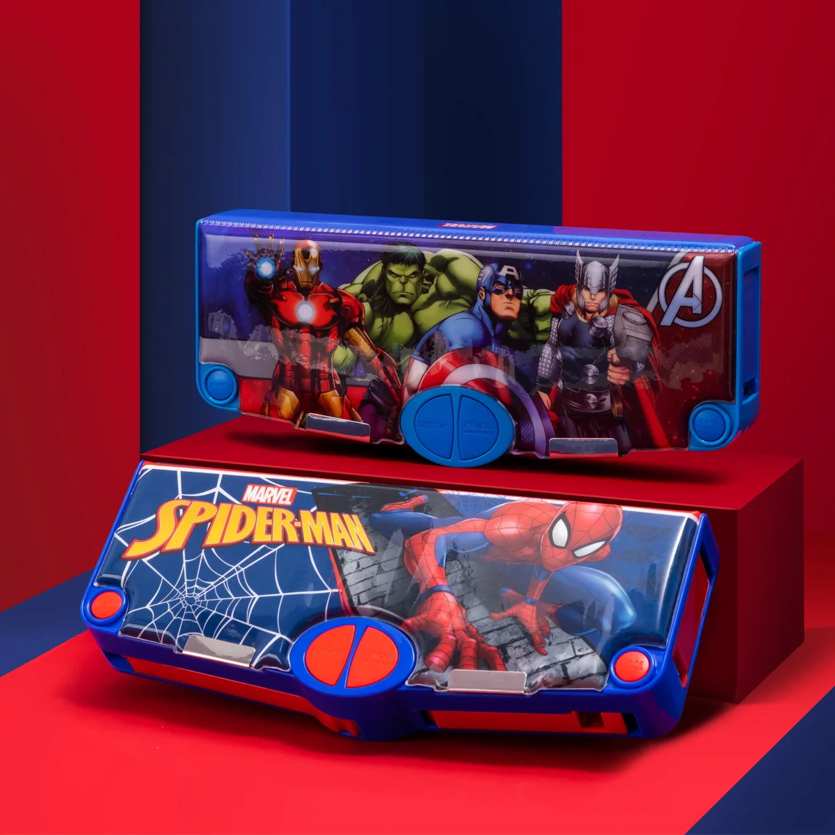 Disney Spider Man Multi Functional Stationery Box Children's Storage Box With Pencil Sharpener, Pencil Box, Boys Gift