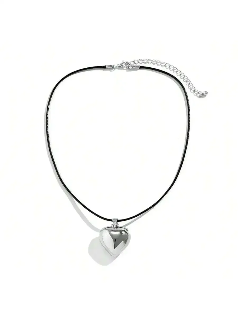 

Chunky Puffy Heart Choker Necklace Adjustable Velvet Chain Pendant For Women Y2K Fashion Jewelry