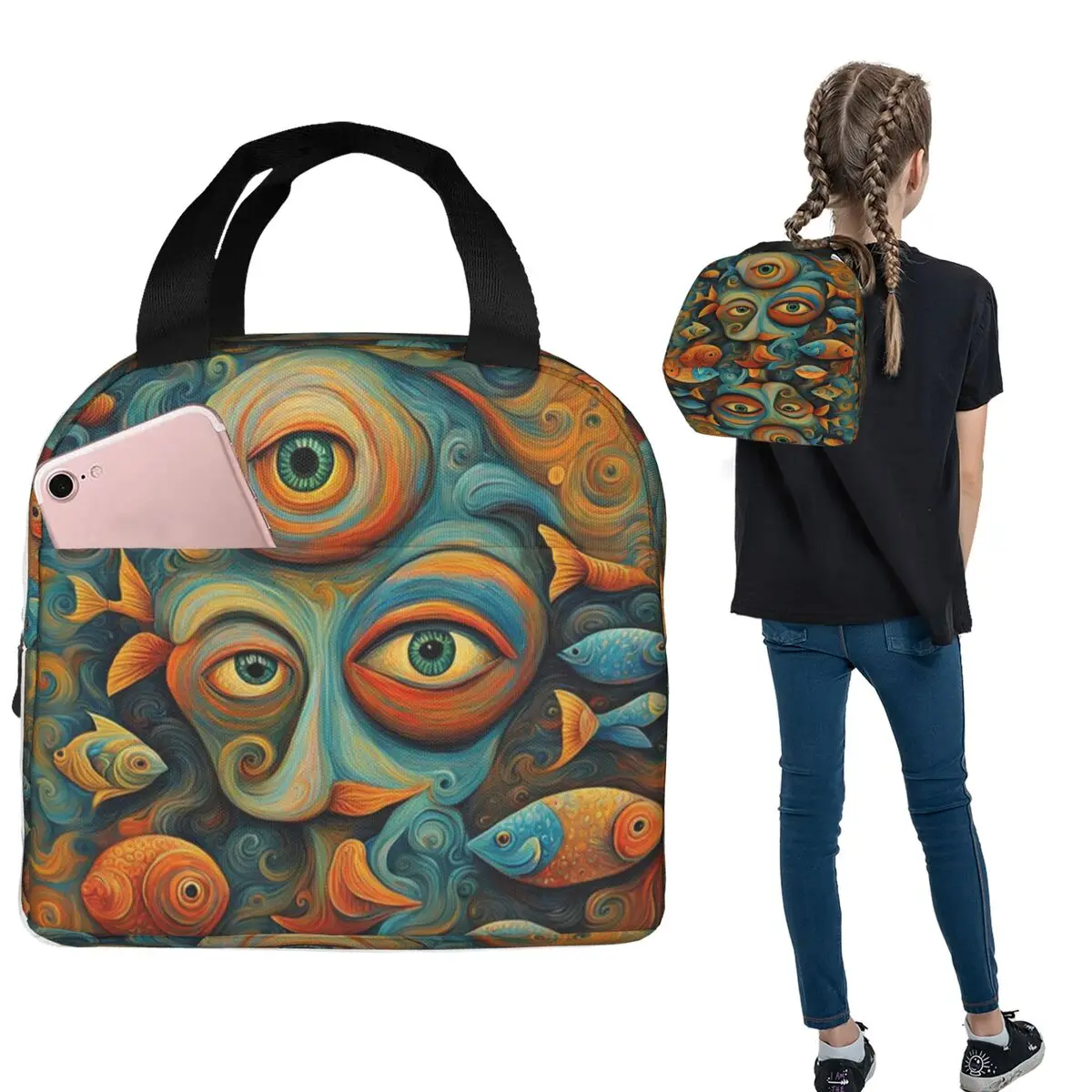 

Salvador Dali Lunch Bags Insulated Bento Box Portable Lunch Tote Leakproof Cooler Thermal Bag for Woman Kids School