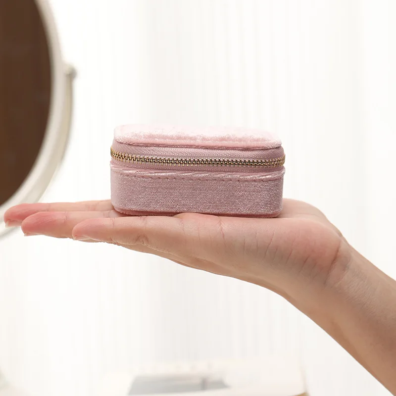 Velvet Travel Jewelry Storage Box Mini Velvet Portable Ring Earring Box Jewelry Storage