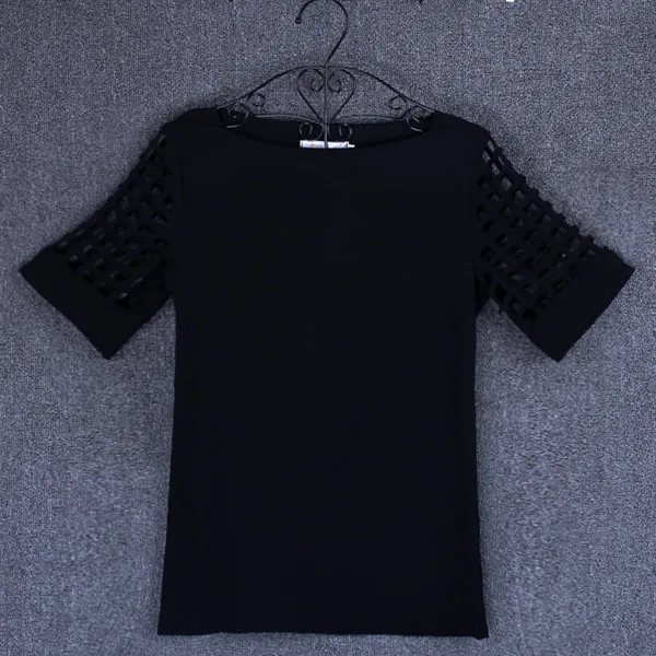 Summer Fashion Women Blouses & Shirts Hollow Out Sleeve Slash Neck Chiffon Blouse Plus Size