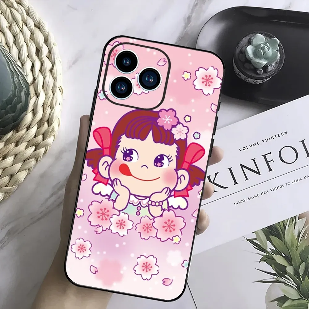 Fujiya Peko-chan Phone Case For Samsung Galaxy S24 S23 S22 S21 S20 FE S10 S9 S10E Plus Ultra Lite 5G Black Phone Case