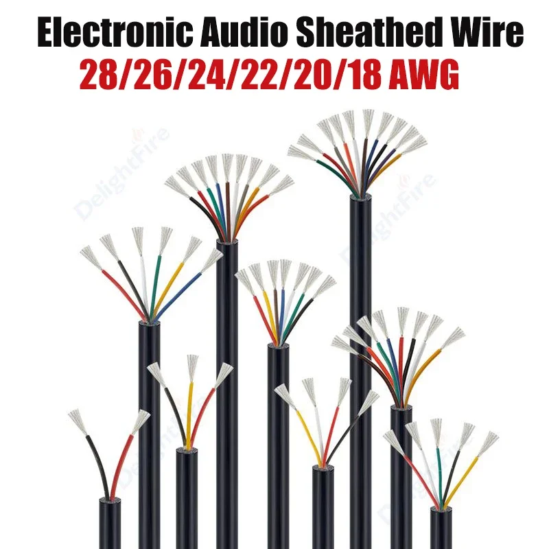 Electronic Audio Wire 2 3 4 5 6 7 8 9 10 Core MultiColor Sheathed Cable 28 26 24 22 20 18 AWG for Auto Car Speaker LED Strip DIY