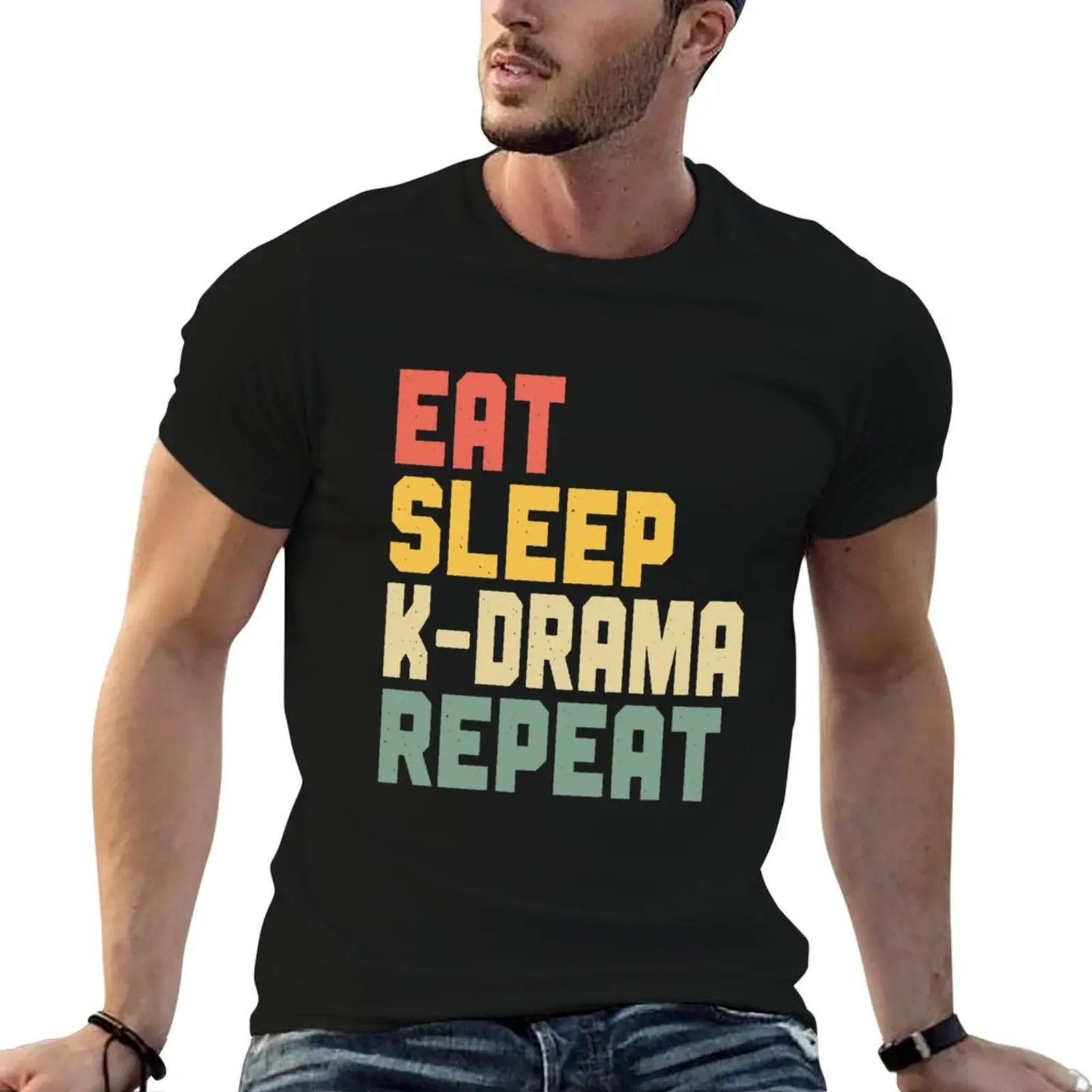 

Eat Sleep K-Drama Repeat T-Shirt oversized kawaii clothes Aesthetic clothing big and tall t shirts for men