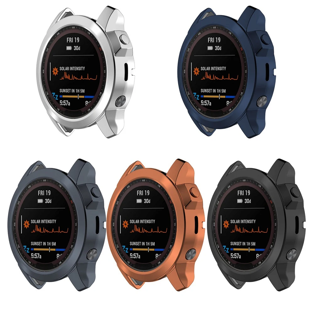 Case For Garmin Fenix 7 Fenix7X Sapphire Solar Silicone SmartWatch Protector Shell Edge TPU Plating Cover Protection Sleeve Case