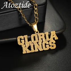 Atoztide Custom Name Necklaces for Women Stainless Steel Jewelry Personalized Frosted Heart crown Pendant Chain Birthday Gift