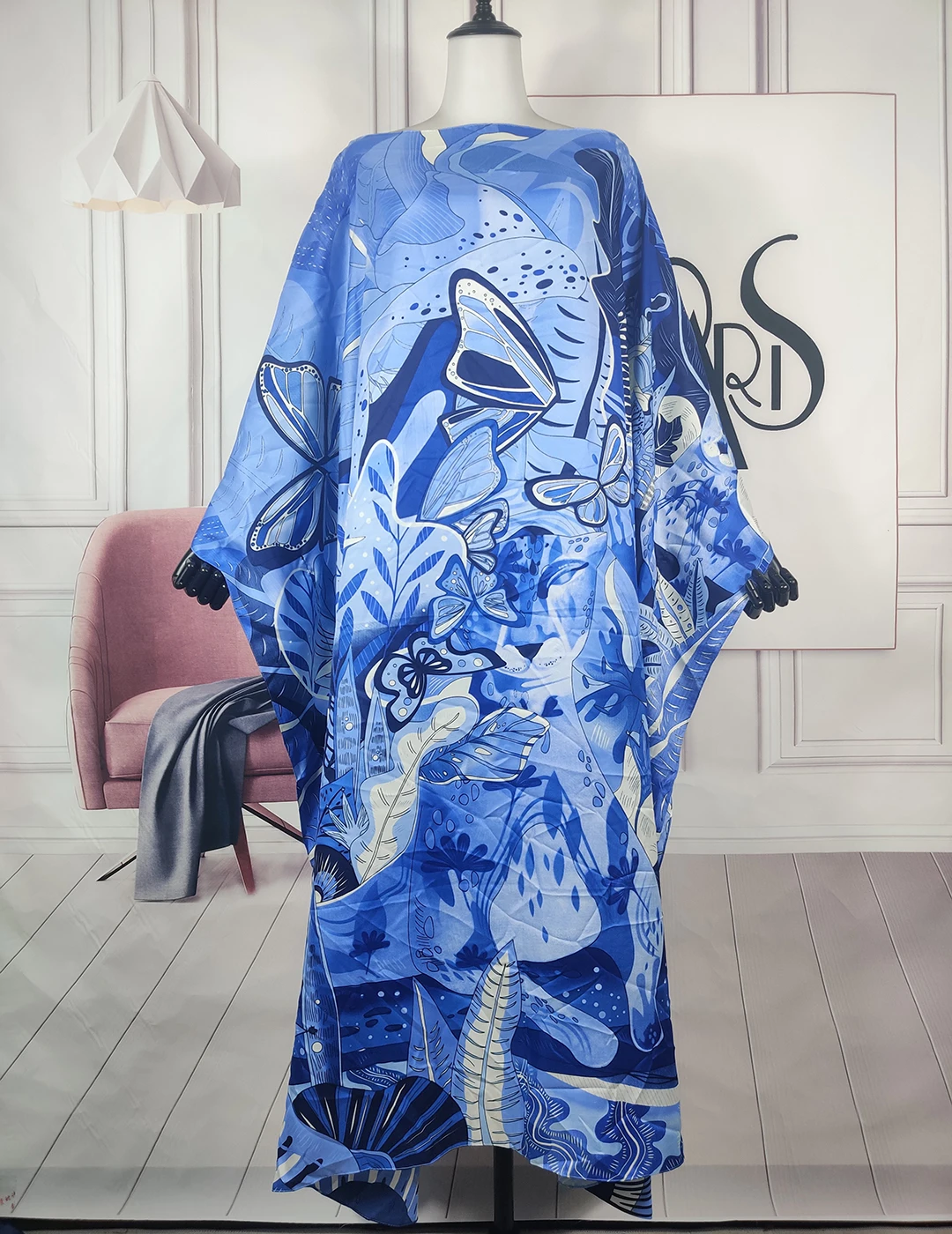 Kuwait Popular Summer Muslim Lady Elegant Printed Loose Silk Kaftan Maxi Dress Oversized African Blogger Streetwear Long BouBou