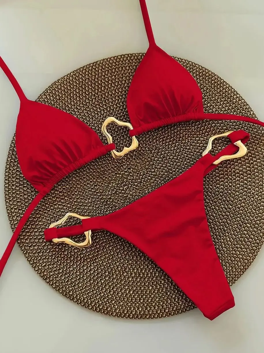 

Sexy Halter Micro Bikini 2025 Women Swimsuit Solid Swimwear Thong Bikinis Set Brazilian Beach Wear Bathing Suit Biquini Female