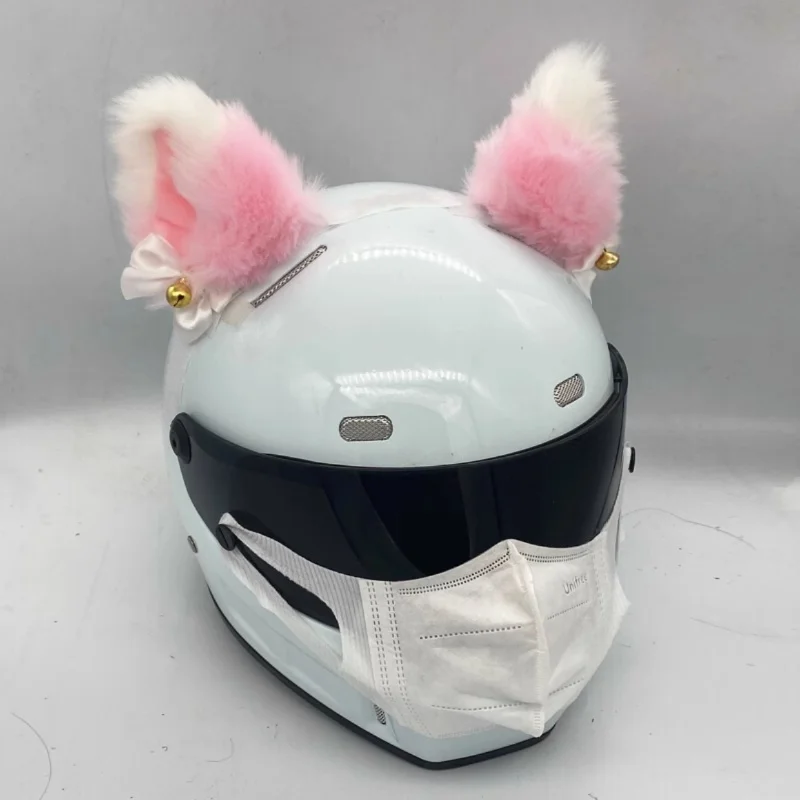 Handmade Plush Cute Helmet Headdress Cat's Ears Hairpin Fox Ears Hairpin Helmet Decoration Motociclista Accesorios image 4