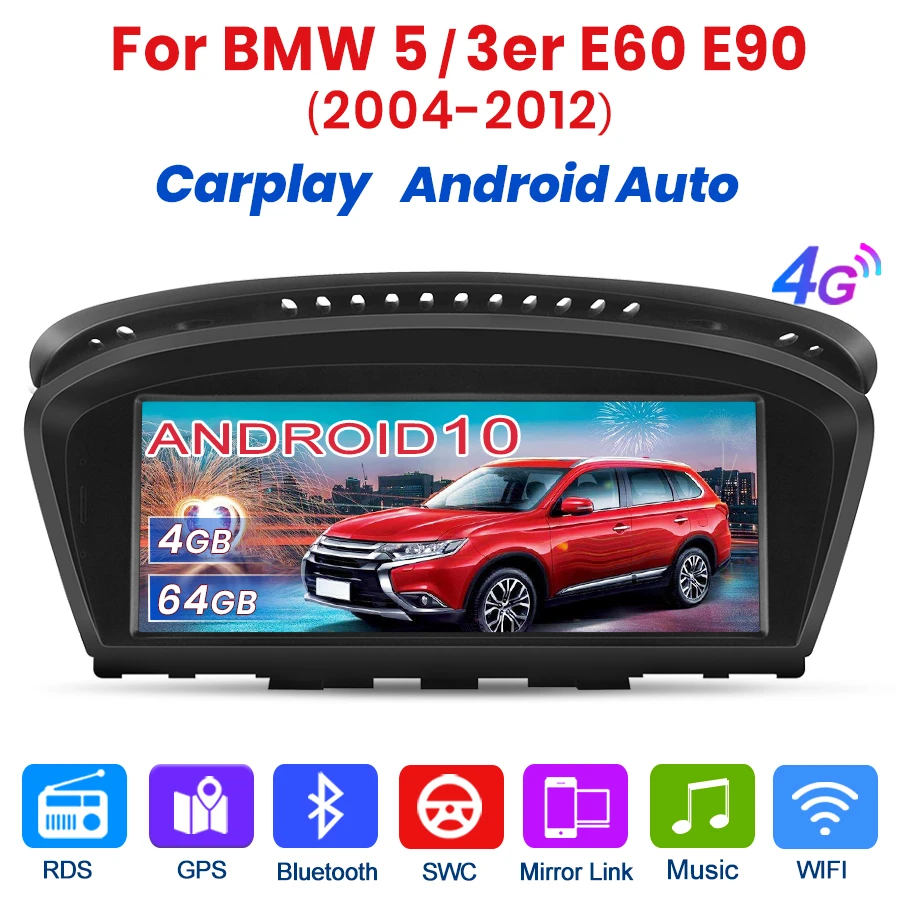 Junsun Wireless CarPlay Android Auto for Apple Autoradio for BMW 5/3er E60 E90 2004-2012 Car Radio Stereo Multimedia GPS BT WIFI