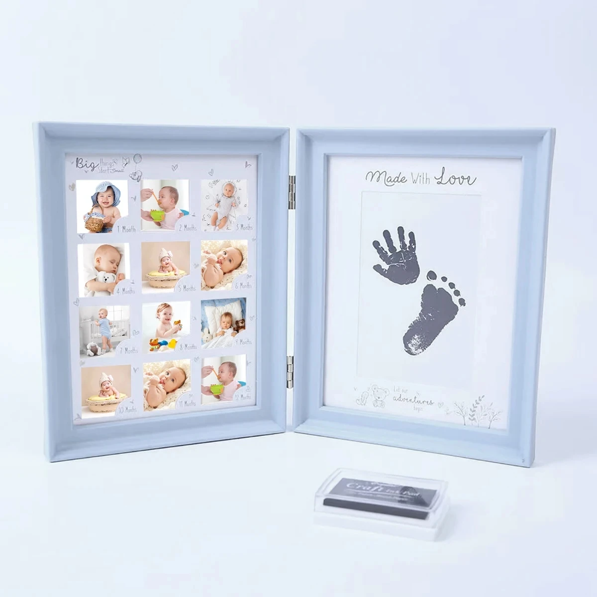 Book Style 12 Months Growth Baby One Year Old Child Handprint Footprints Picture Frame Wedding Photo Album