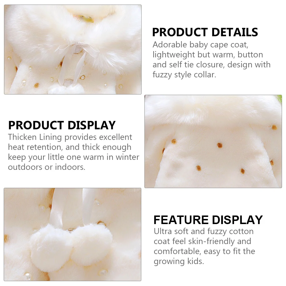 

Baby Girls Winter Warm Cape Coat Collar Button Closure Thicken Lining Cotton Outwear For 1-3 Years Toddler Girl Winter Coat